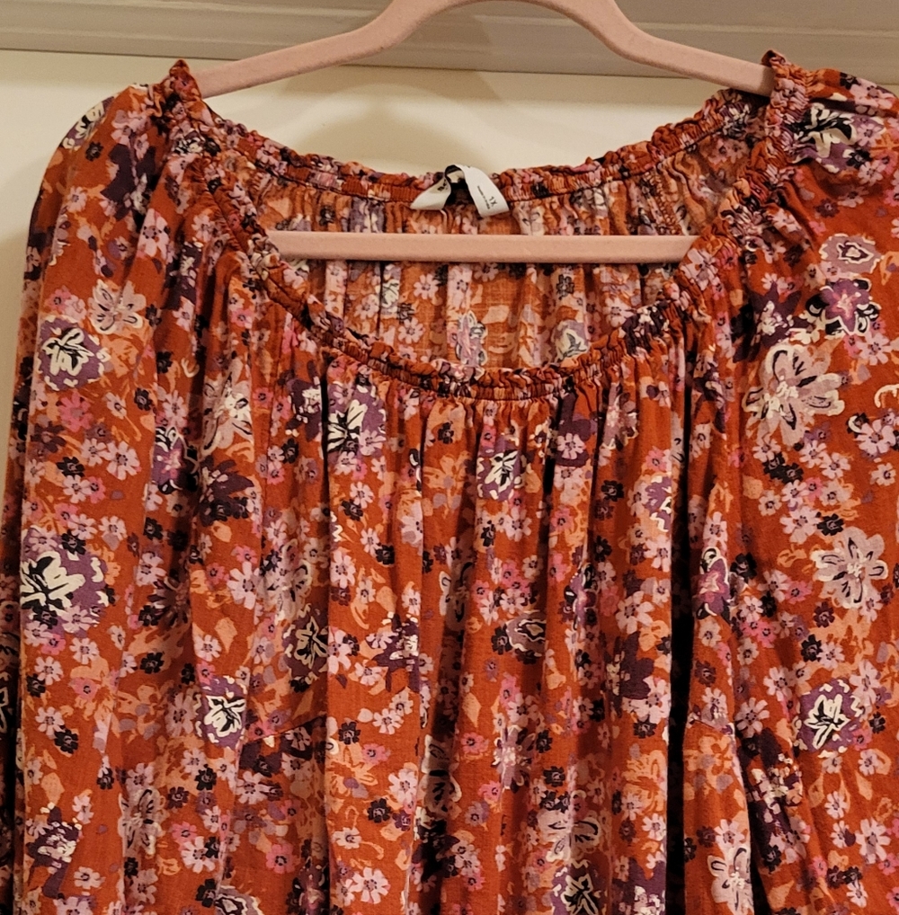 Sonoma floral Patterned Peasant Blouse Size XL